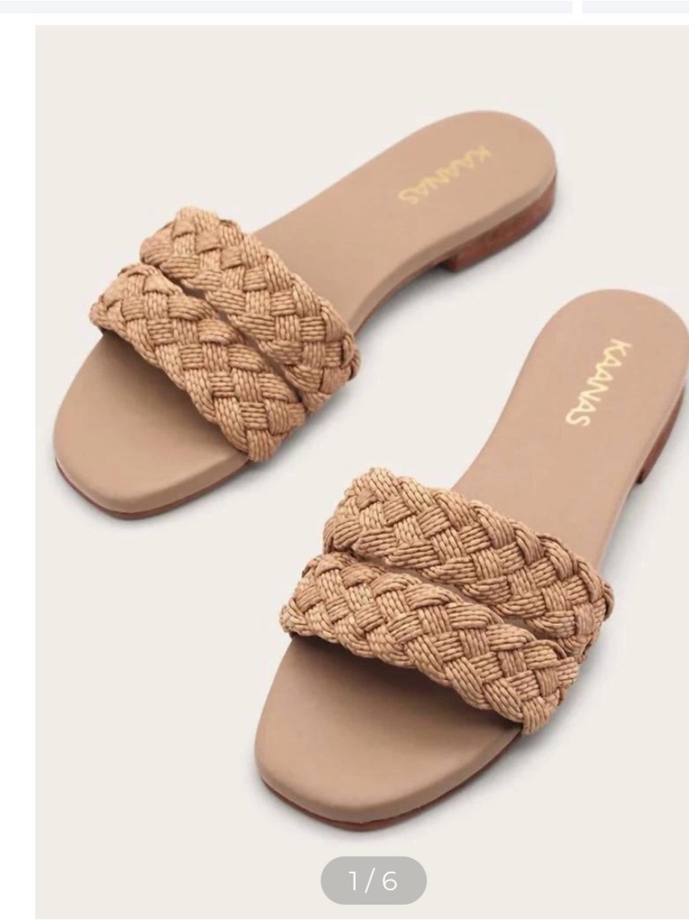 Kaanas Braided Papagayo Slide Sandals Natural Nude Size 8